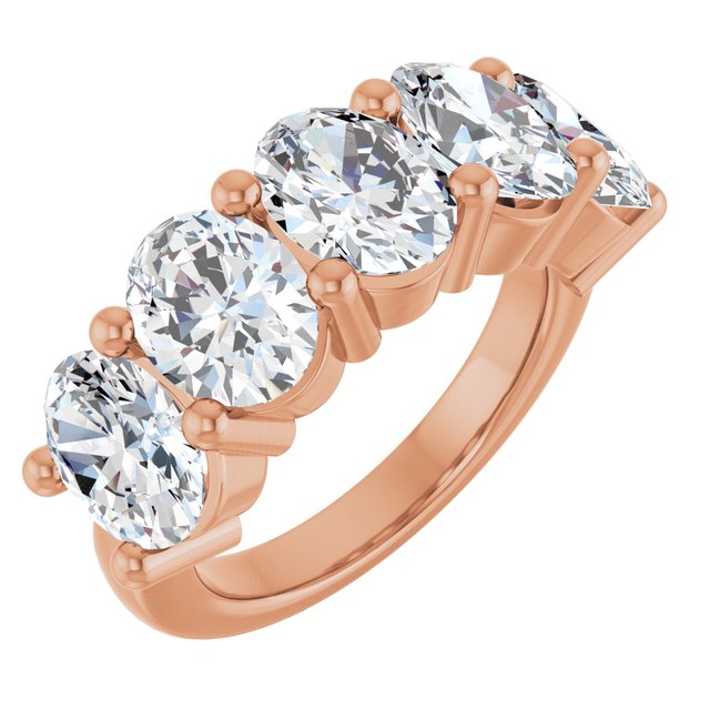 Shared-Prong Five-Stone Diamond Anniversary Band — 10K Rose Gold