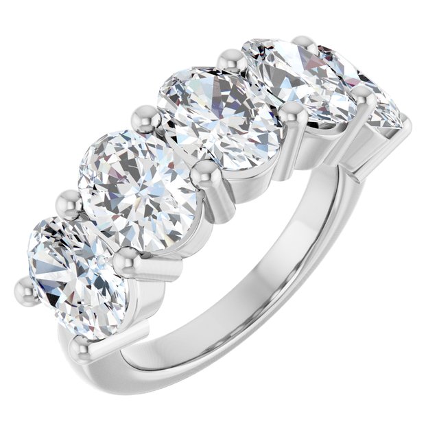 Shared-Prong Five-Stone Diamond Anniversary Band — 10K White Gold