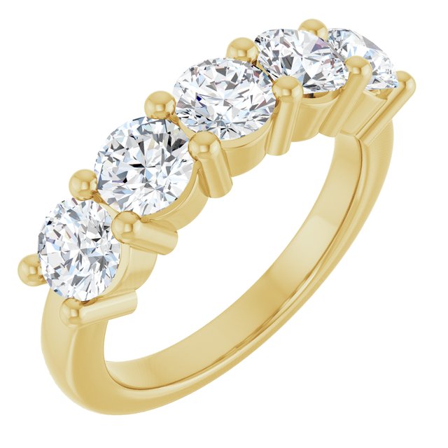 Shared-Prong Five-Stone Diamond Anniversary Band — 10K Yellow Gold
