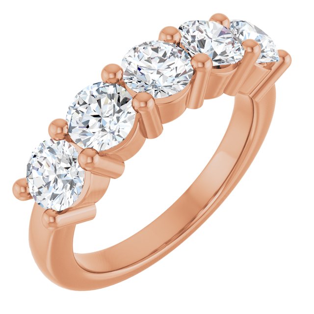 Shared-Prong Five-Stone Diamond Anniversary Band — 10K Rose Gold
