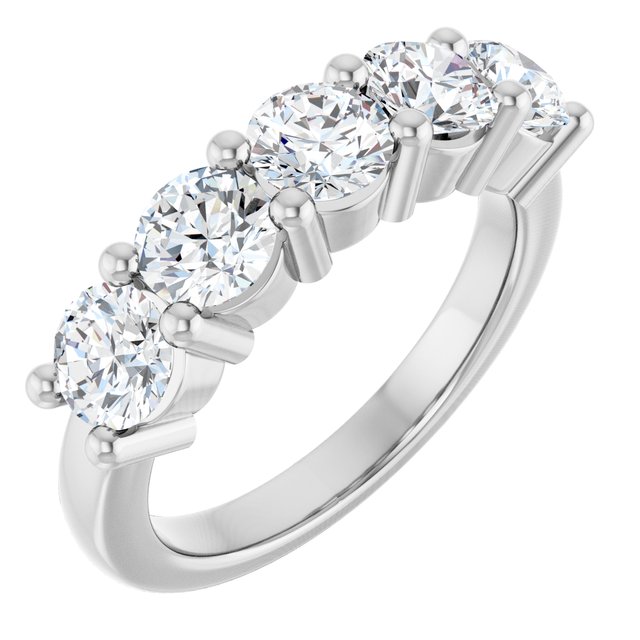 Shared-Prong Five-Stone Diamond Anniversary Band — 10K White Gold