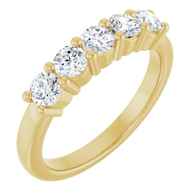 Shared-Prong Five-Stone Diamond Anniversary Band — 14K Yellow Gold