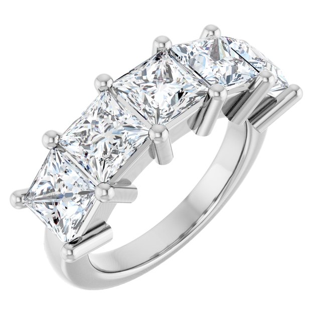 Shared-Prong Five-Stone Diamond Anniversary Band — 10K White Gold