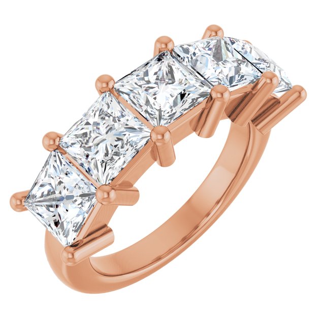 Shared-Prong Five-Stone Diamond Anniversary Band — 10K Rose Gold