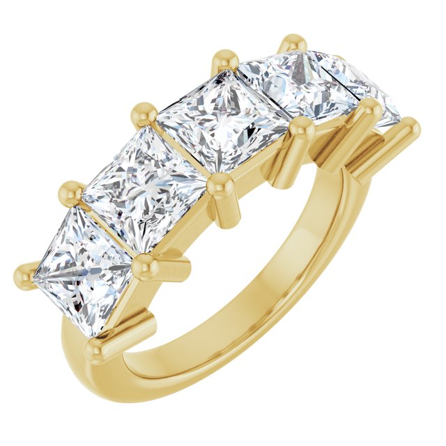 Shared-Prong Five-Stone Diamond Anniversary Band — 10K Yellow Gold