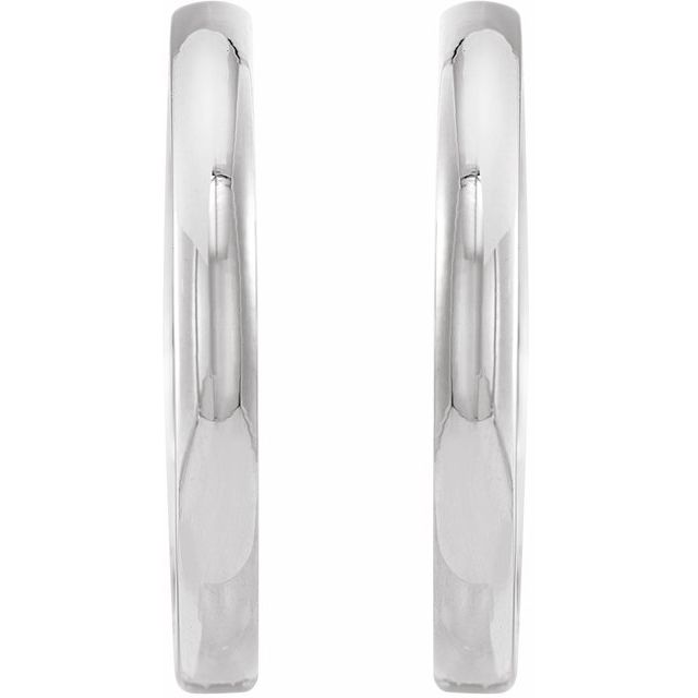 Polished Hinged Huggie Hoop Earrings — 10K White Gold