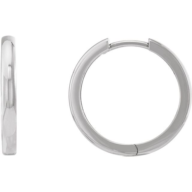 Polished Hinged Huggie Hoop Earrings — Platinum