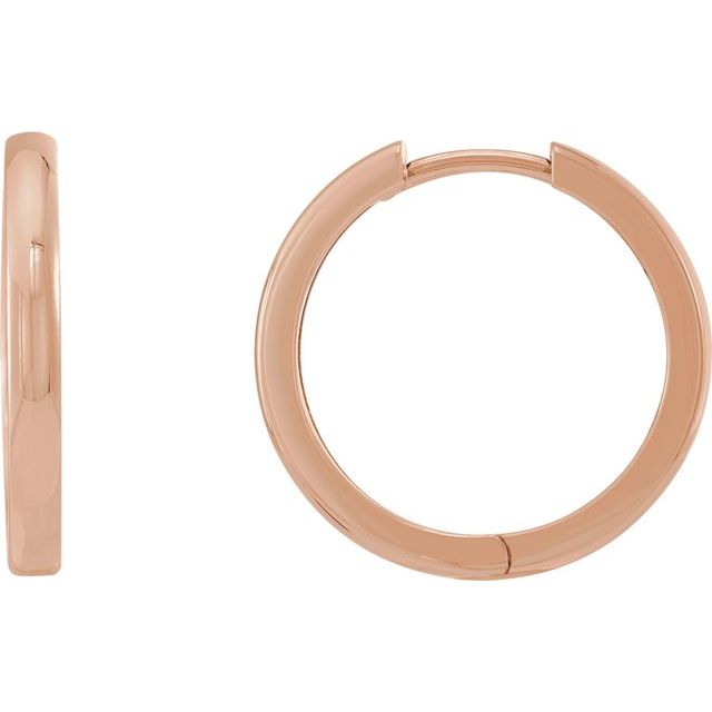 Polished Hinged Huggie Hoop Earrings — 14K Rose Gold