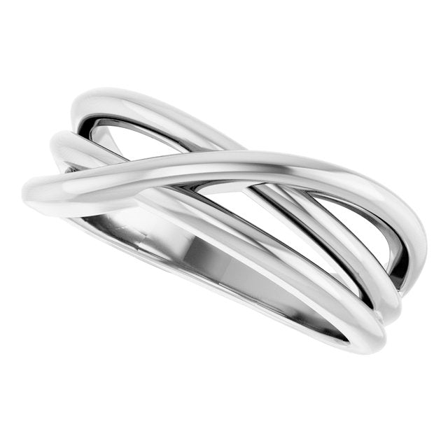 Three-Strand Criss-Cross Rolling Band Ring — Sterling Silver