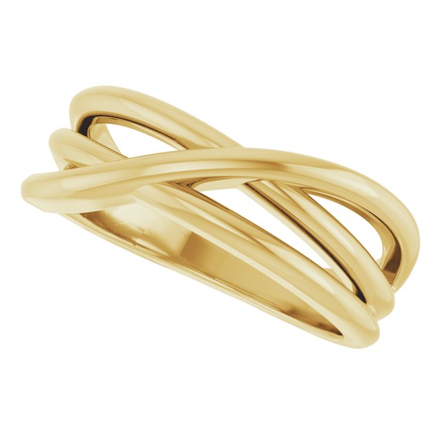 Three-Strand Criss-Cross Rolling Band Ring — 14K Yellow Gold