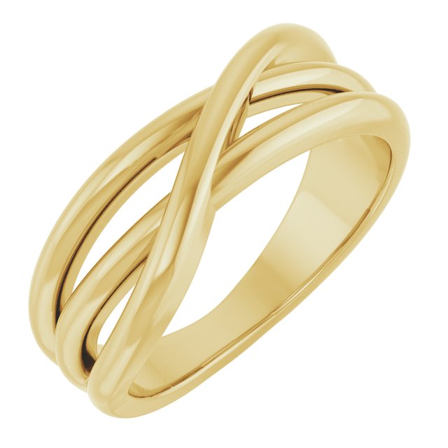 Three-Strand Criss-Cross Rolling Band Ring — 10K Yellow Gold