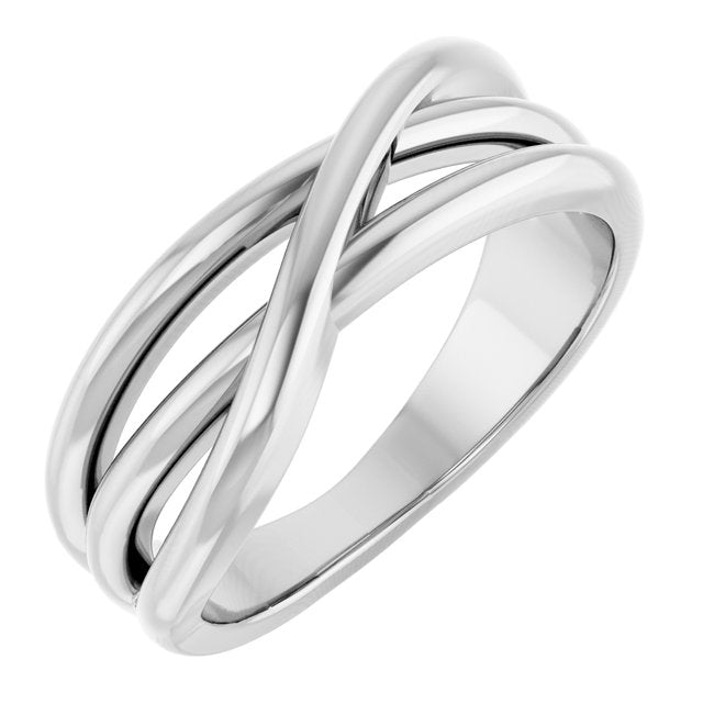 Three-Strand Criss-Cross Rolling Band Ring — Sterling Silver