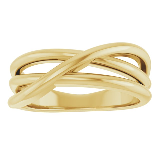Three-Strand Criss-Cross Rolling Band Ring — 14K Yellow Gold
