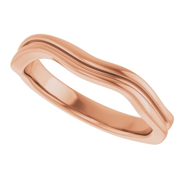 Grooved Wave Contour Band Ring — 14K Rose Gold