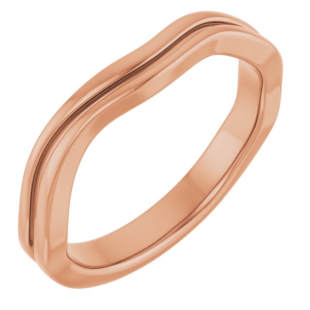Grooved Wave Contour Band Ring — 14K Rose Gold