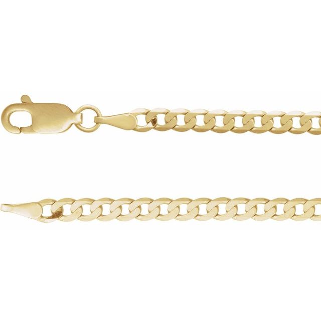 Bezel-Set Solitaire Curb Link Diamond Bracelet — 14K Yellow Gold