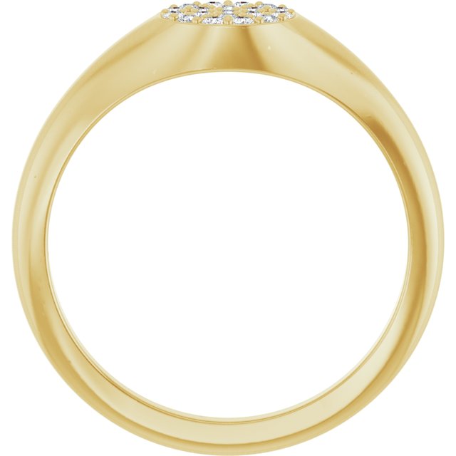 126633 / Ring / Set / 14K Yellow / Natural Diamond / Round / 1.2 Mm / Polished / 1/8 Ctw Natural Diamond Pave Signet Ring