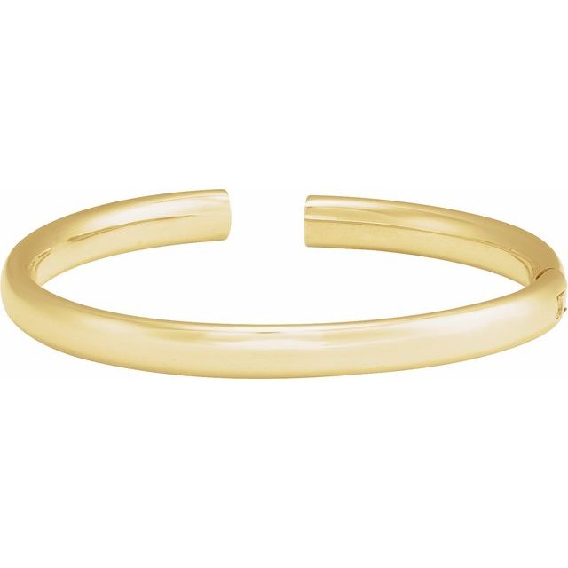 Engravable Domed Open Hinged Cuff Bracelet — 14K Yellow Gold