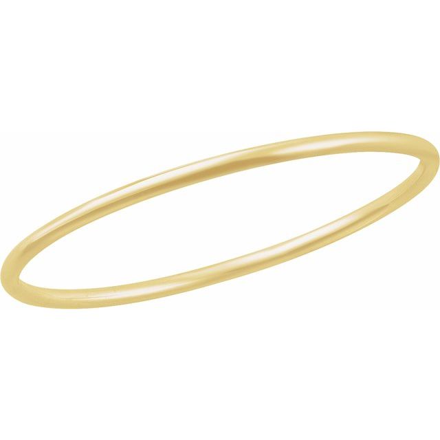 Thin Round Tube Slip-On Bangle Bracelet — 14K Yellow Gold