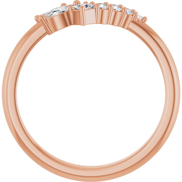 Marquise & Princess Diamond Contour Wedding Band — 14K Rose Gold