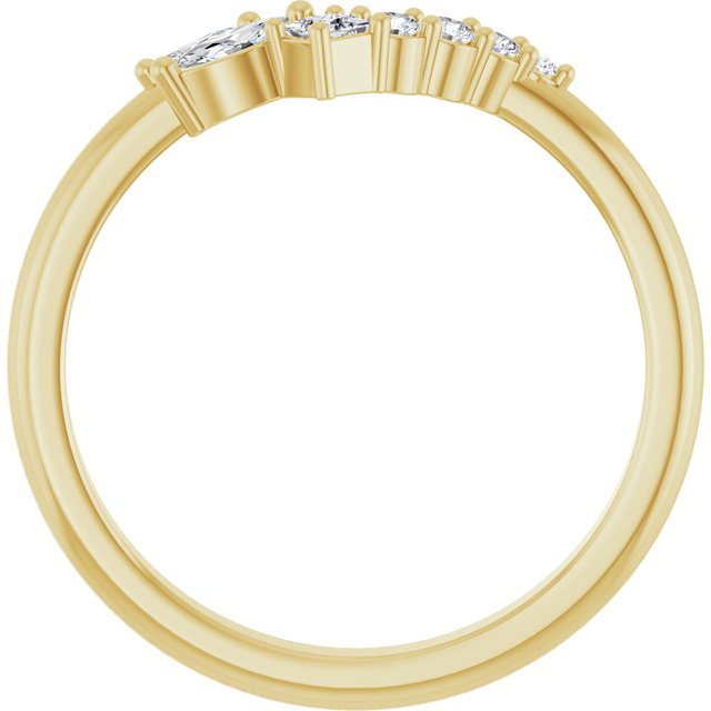 Marquise & Princess Diamond Contour Wedding Band — 14K Yellow Gold