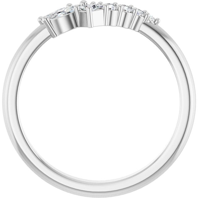 Marquise & Princess Diamond Contour Wedding Band — 14K White Gold