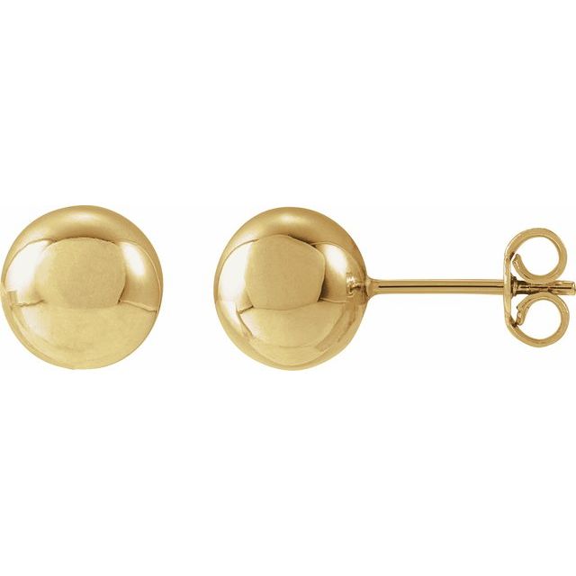 Polished Ball Stud Earrings — 14K Yellow Gold