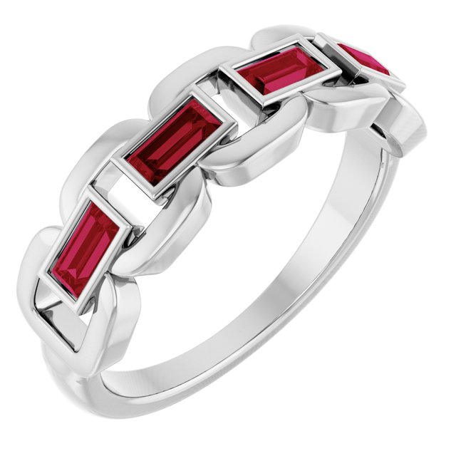 Chain Link Accented Ring — Platinum
