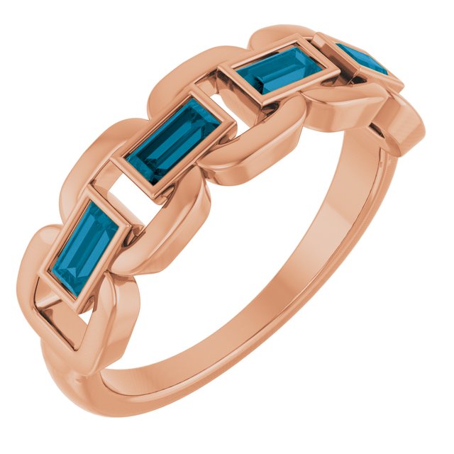 Chain Link Accented Ring — 14K Rose Gold