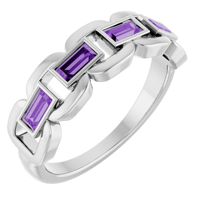 Chain Link Accented Ring — Sterling Silver
