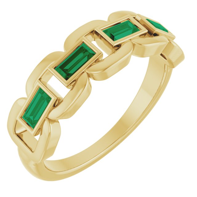 Chain Link Accented Ring — 14K Yellow Gold