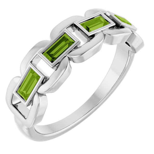 Chain Link Accented Ring — Sterling Silver