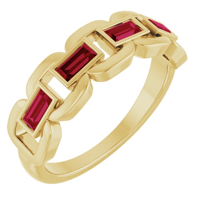 Chain Link Accented Ring — 14K Yellow Gold