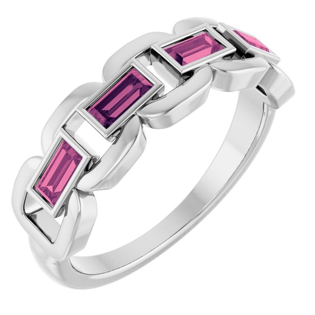 Chain Link Accented Ring — Sterling Silver
