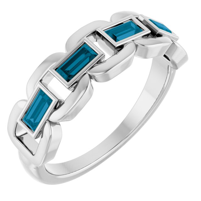 Chain Link Accented Ring — Sterling Silver