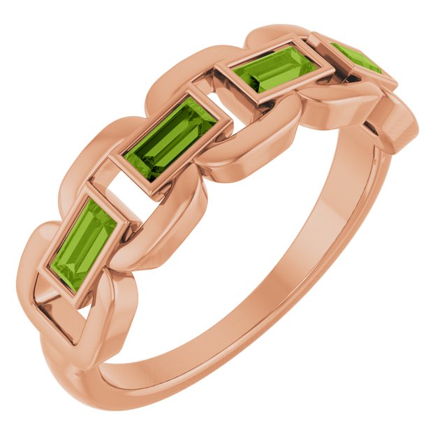 Chain Link Accented Ring — 14K Rose Gold