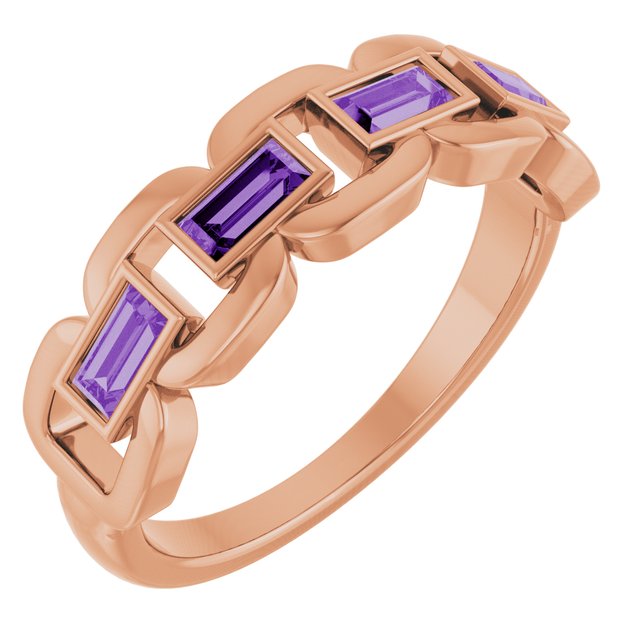 Chain Link Accented Ring — 14K Rose Gold