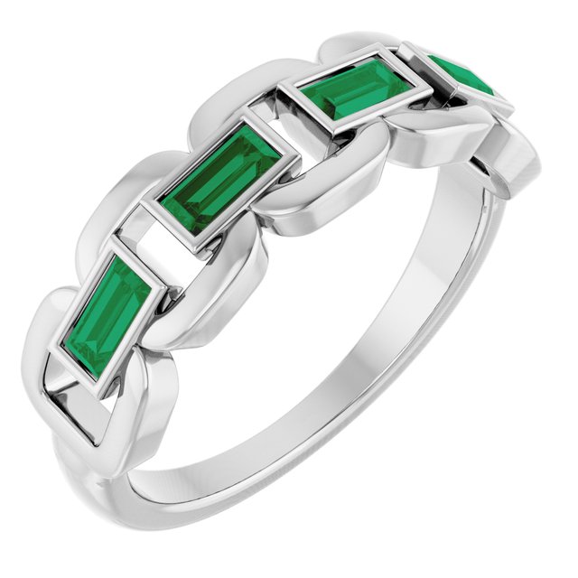 Chain Link Accented Ring — 14K White Gold
