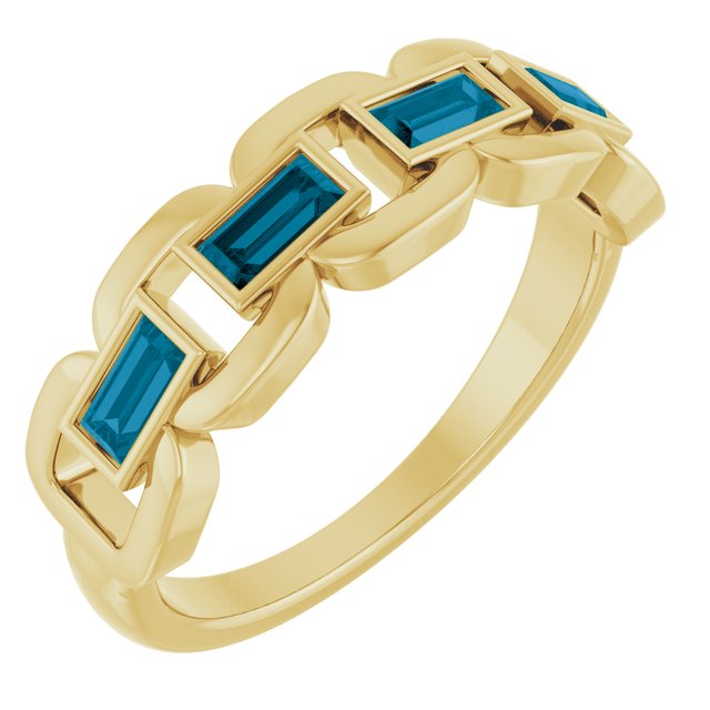 Chain Link Accented Ring — 14K Yellow Gold