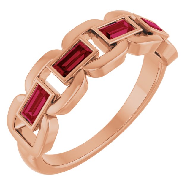 Chain Link Accented Ring — 14K Rose Gold