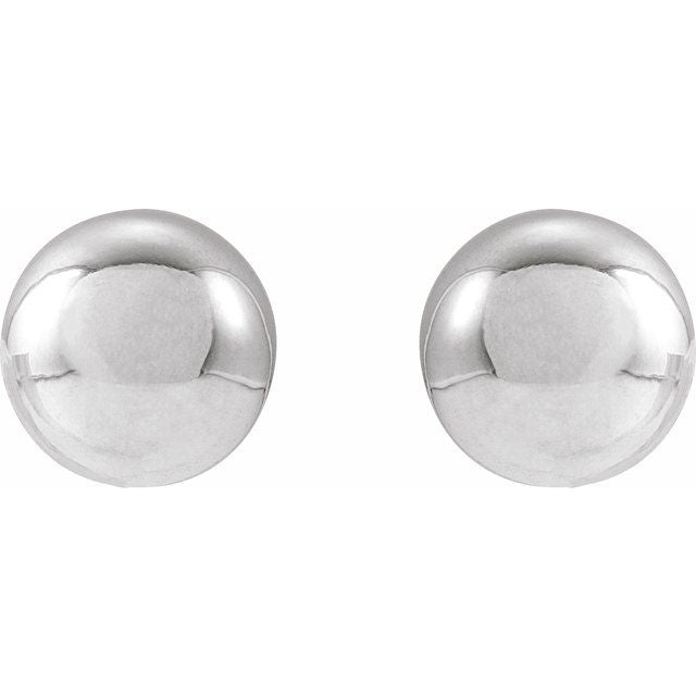 Polished Ball Stud Earrings — 14K White Gold