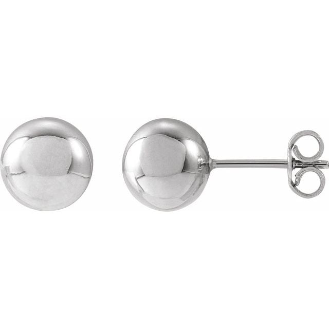 Polished Ball Stud Earrings — 14K White Gold