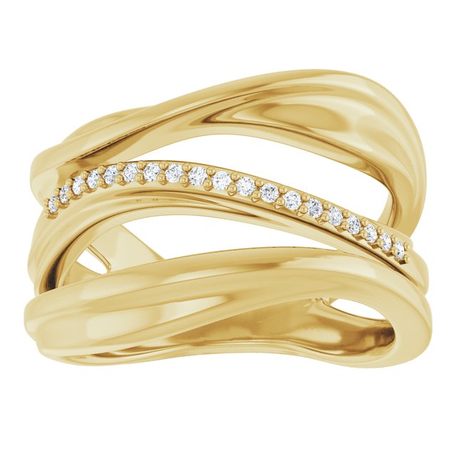 126762 / Ring / Set / 14K Yellow / Natural Diamond / Round / 1 Mm / Polished / .07 Ctw Natural Diamond Freeform Ring