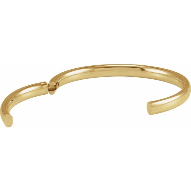 Engravable Domed Open Hinged Cuff Bracelet — 14K Yellow Gold