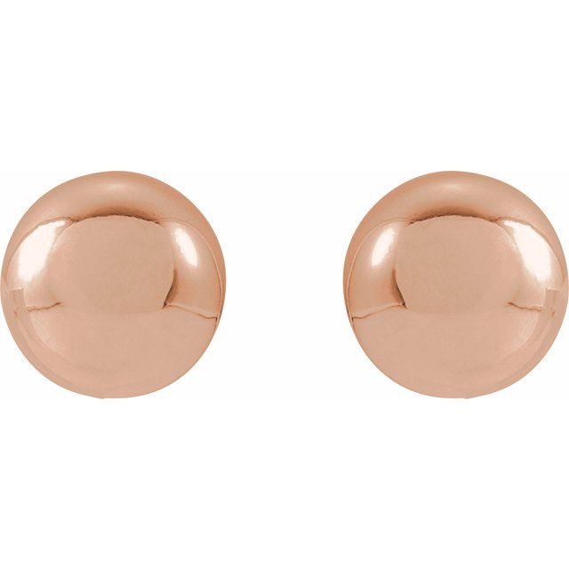 Polished Ball Stud Earrings — 14K Rose Gold