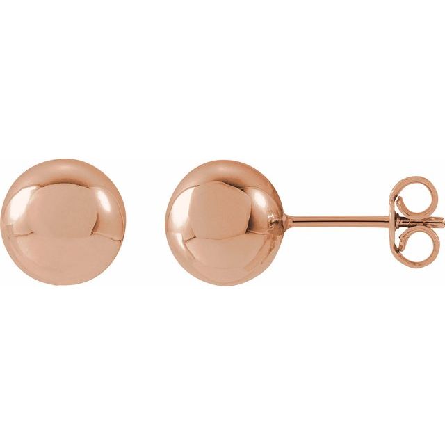 Polished Ball Stud Earrings — 14K Rose Gold
