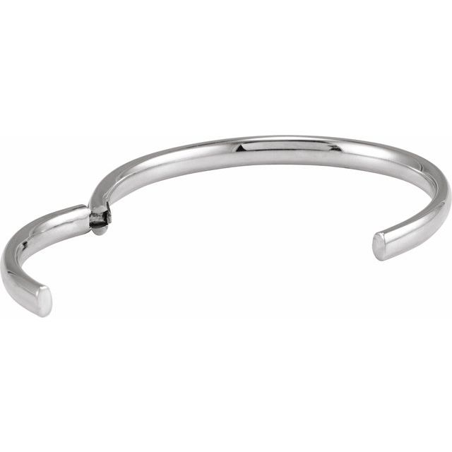 Engravable Domed Open Hinged Cuff Bracelet — 14K White Gold