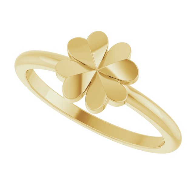 57952 / Ring / 14K Yellow / Polished / Four-Leaf Clover Stackable Ring