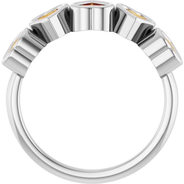 72427 / Ring / Set / 14K White / Natural Citrine / Heart / 4 X 4 Mm / Polished / Natural Citrine Bezel Set Ring
