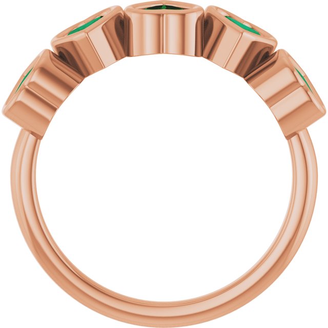Lab-Grown Emerald Five-Stone Heart Ring in 14K Rose Gold
